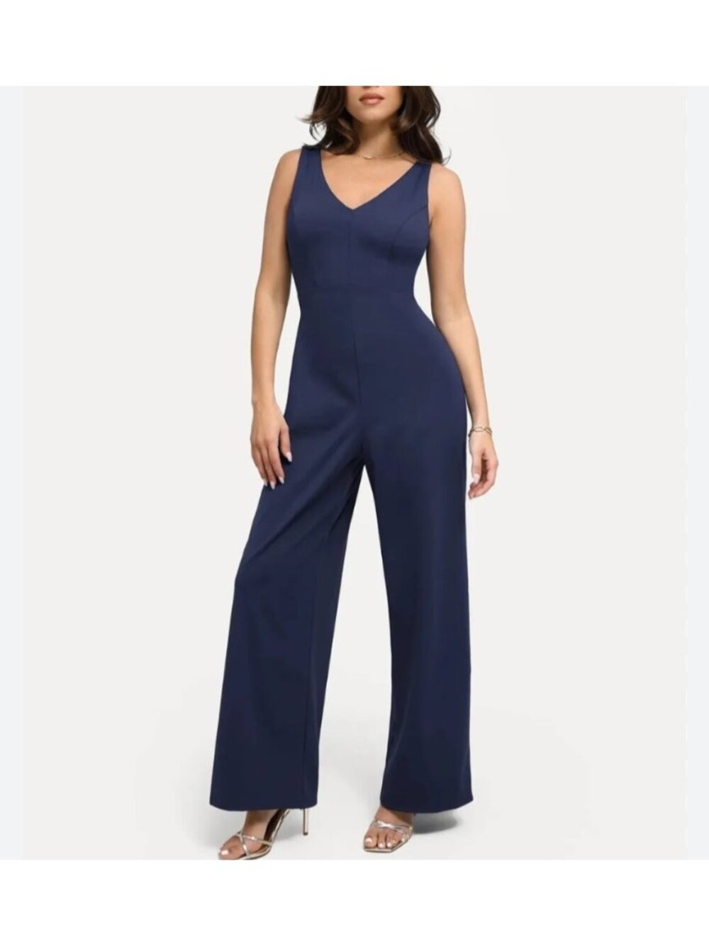 Popilush Womens Sz XXL Navy Blue Shapewear Slimming Wide-Leg Jumpsuit